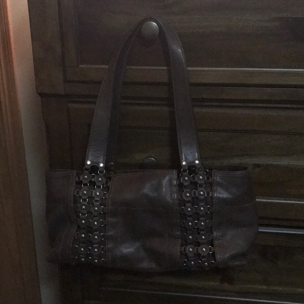 Small / medium tote brown leather bag